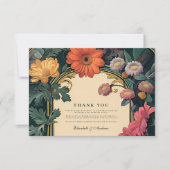 アールヌーボー金ゴールドフレ結婚ーム サンキューカード (正面)