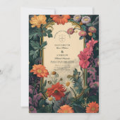 アールヌーボー金ゴールドフレ結婚ーム 招待状 (正面)