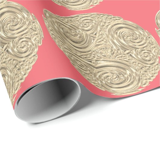 アールヌーボー金ゴールドモモメタリックルック抽象芸術 ラッピングペーパー (ロールコーナー)