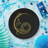 アールヌーボー金ゴールド年時計 ペーパープレート (パーティー)