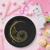 アールヌーボー金ゴールド年時計 ペーパープレート (パーティー)