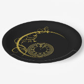 アールヌーボー金ゴールド年時計 ペーパープレート (アングル)