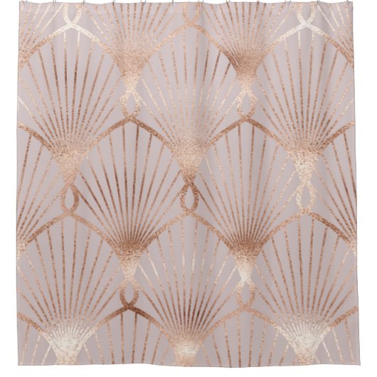 アールヌーボー金ゴールド:シームレスリーフ シャワーカーテン (正面)