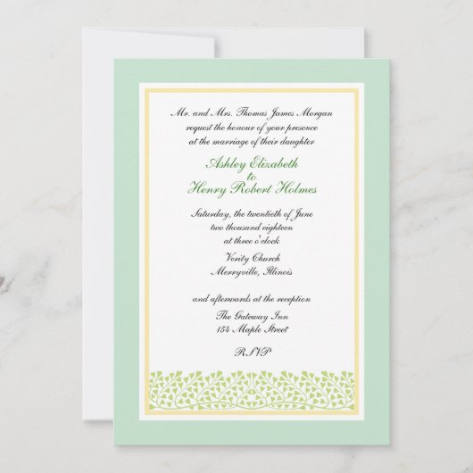 アールヌーボー離れオンつる植物結婚ズ 招待状 (正面)