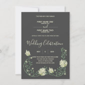 アールヌーボー風のダークボタニカルウェディング招待状 招待状 (正面)