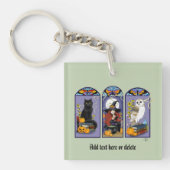 アールヌーボー魔女フクロウ猫ハロウィン キーホルダー (正面)