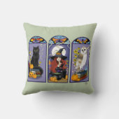 アールヌーボー魔女フクロウ猫ハロウィン クッション (裏面)
