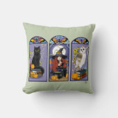 アールヌーボー魔女フクロウ猫ハロウィン クッション (正面)