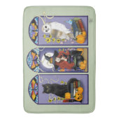 アールヌーボー魔女フクロウ猫ハロウィン バスマット (正面縦)