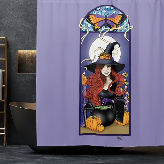 アールヌーボー魔女 シャワーカーテン