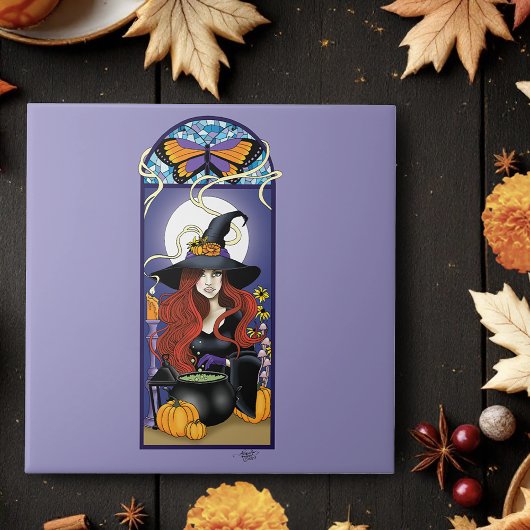 アールヌーボー魔女 タイル