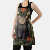 アールヌーボー黒猫と赤い花 エプロン (インサイチュ)