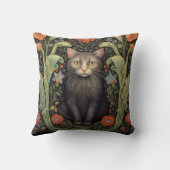 アールヌーボー黒猫と赤い花 クッション (裏面)