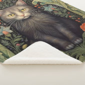 アールヌーボー黒猫と赤い花 シェルパブランケット (3/4)