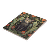 アールヌーボー黒猫と赤い花 タイル (側面)