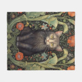 アールヌーボー黒猫と赤い花 フリースブランケット (正面(横))