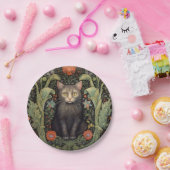 アールヌーボー黒猫と赤い花 ペーパープレート (パーティー)