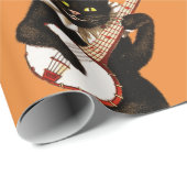 アールヌーボー黒猫の無光沢の包装紙 ラッピングペーパー (ロールコーナー)