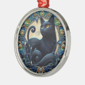 アールヌーボー黒猫クリスマスオーナメント メタルオーナメント (左)