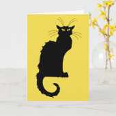 アールヌーボー黒猫グリーティングカード カード (黄色い花)