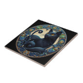 アールヌーボー黒猫セラミックタイル タイル (側面)