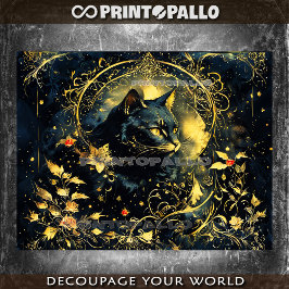 アールヌーボー黒猫 薄葉紙