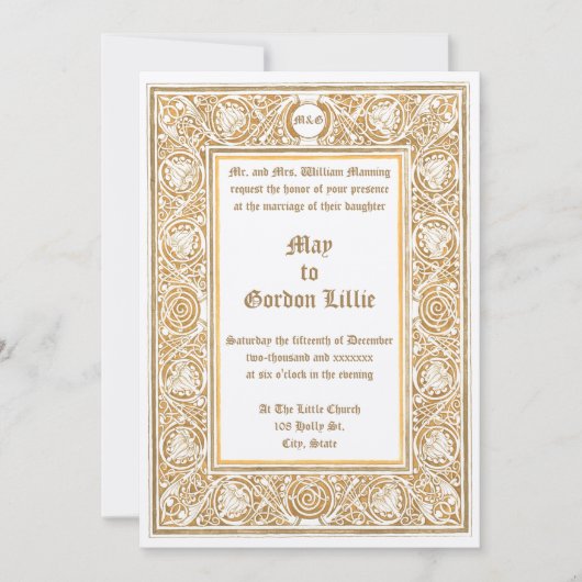 アールヌーボー1895葉縁ど結婚フローラ 招待状 (正面)