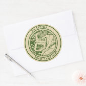 アールヌーボー1903女性と書籍Ex Librisテンプレート ラウンドシール (封筒)