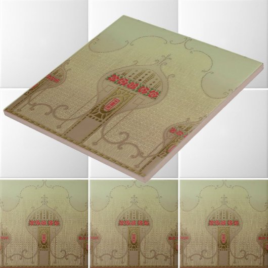 アールヌーボー1915ミッションスタイルフローラフリーズ タイル