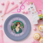 アールヌーボー80th /カスタム誕生日 – あなたの写真 ペーパープレート (パーティー)