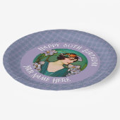 アールヌーボー80th /カスタム誕生日 – あなたの写真 ペーパープレート (アングル)