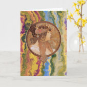 アールヌーボー – アルフォンスミュシャビザンチン カード (黄色い花)