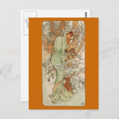 アールヌーボー – アルフォンスミュシャ – 冬 ポストカード (正面/裏面)
