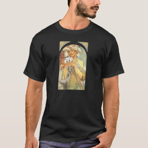 アールヌーボー-アルフォンス島のミュシャ"花" Tシャツ