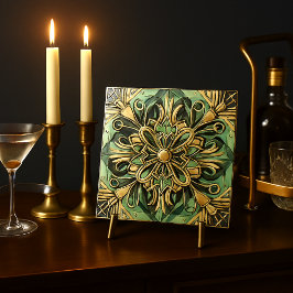 アールヌーボー/アールデコバックスプラッシュ金ゴールド緑 タイル