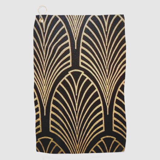 アールヌーボー，アールデコ，ファンパターン，ブロンズ，金ゴールド,bl ゴルフタオル (正面)