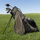 アールヌーボー，アールデコ，ファンパターン，ブロンズ，金ゴールド,bl ゴルフタオル (グリーン)