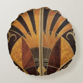 アールヌーボー、アールデコ、ヴィンテージ、数々の木色 ラウンドクッション (裏面)