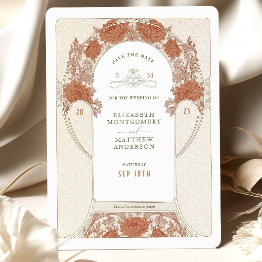 アールヌーボー・ウィリアム・モリスの投資日を保存 招待状