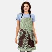 アールヌーボー・ウサギ・ド・モーガン・モリス・ペア エプロン (着用した状態)