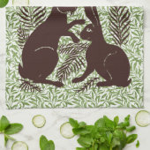 アールヌーボー・ウサギ・ド・モーガン・モリス・ペア キッチンタオル (折り畳み)