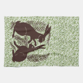 アールヌーボー・ウサギ・ド・モーガン・モリス・ペア キッチンタオル (横)