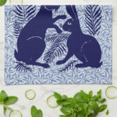 アールヌーボー・ウサギ・ド・モーガン・モリス・ペア キッチンタオル (折り畳み)