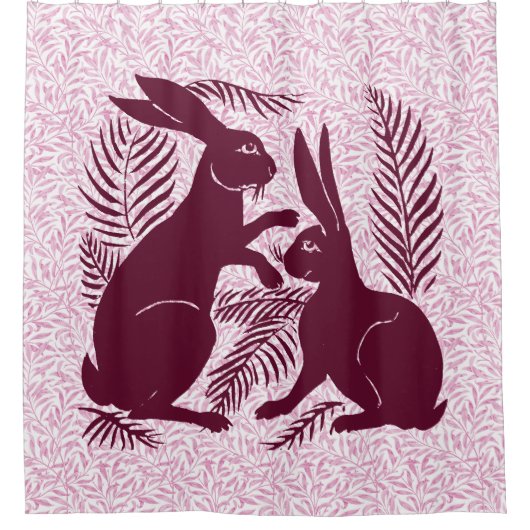 アールヌーボー・ウサギ・ド・モーガン・モリス・ペア シャワーカーテン (正面)
