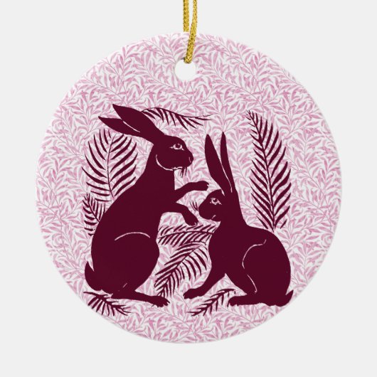 アールヌーボー・ウサギ・ド・モーガン・モリス・ペア セラミックオーナメント (正面)