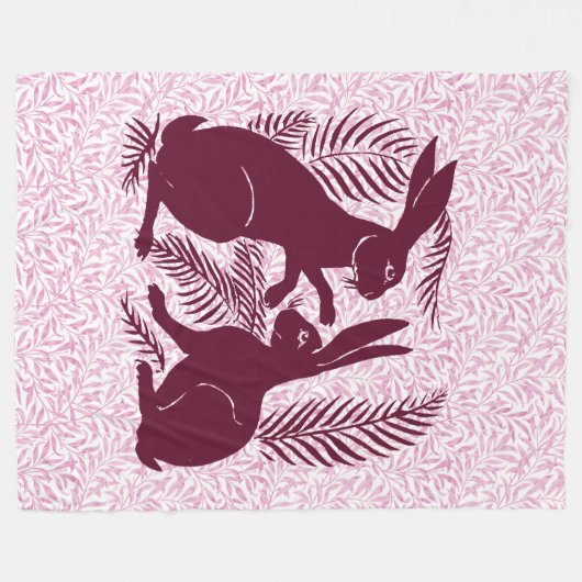 アールヌーボー・ウサギ・ド・モーガン・モリス・ペア フリースブランケット (正面(横))