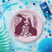 アールヌーボー・ウサギ・ド・モーガン・モリス・ペア ペーパープレート (パーティー)