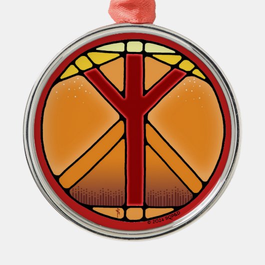 アールヌーボー・エルハズ・ルーン・オブ・プロテクション メタルオーナメント (正面)