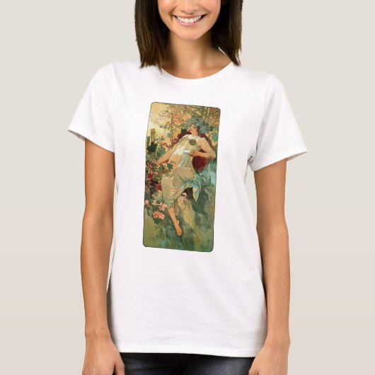 アールヌーボー~オータムバイアルフォンスミュシャ Tシャツ (正面)