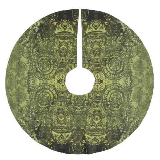 アールヌーボー:カラフルヴィンテージオーナメント。 ブラッシュドポリエステルツリースカート (正面)